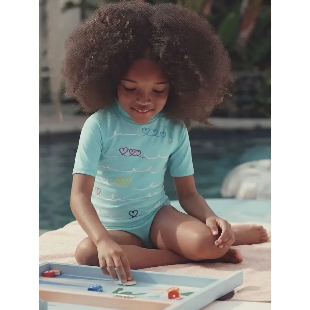 NEW Hanna Andersson Kids Short Sleeve Swim Shirt Rash Guard Size 6/7 (120)